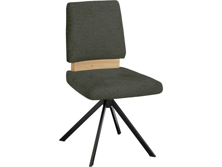 Drehstuhl MASSIVLINE & MORE Brügge 301 , moosgrün, schwarz, moosgrün, B:48cm H:92cm T:59,5cm, Holzwerkstoff, Metall, Stoff, Stühle, Drehstuhl
