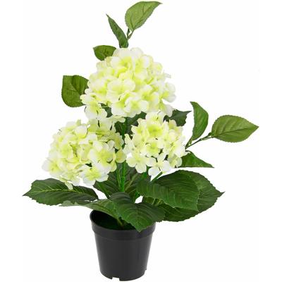 Kunstblume I.GE.A. "Hortensien", weiß, B:35cm H:50cm L:35cm, Polyester, Kunstpflanzen, Künstliche Hortensie im Topf Blume Hortensienbusch künstlich Pflanze