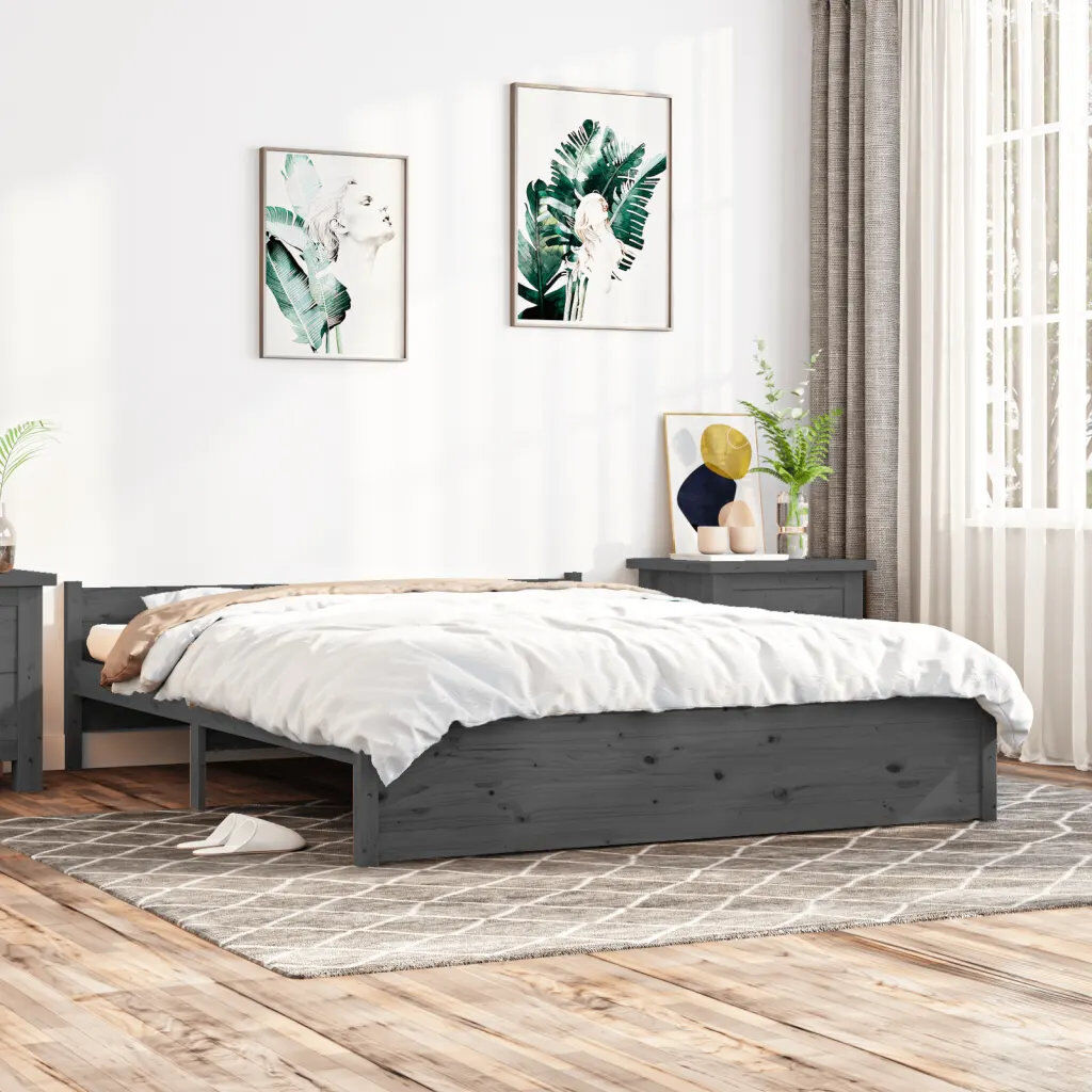 Marlow Home Co. Winside Solid Wood Bed Black Double (4'6)