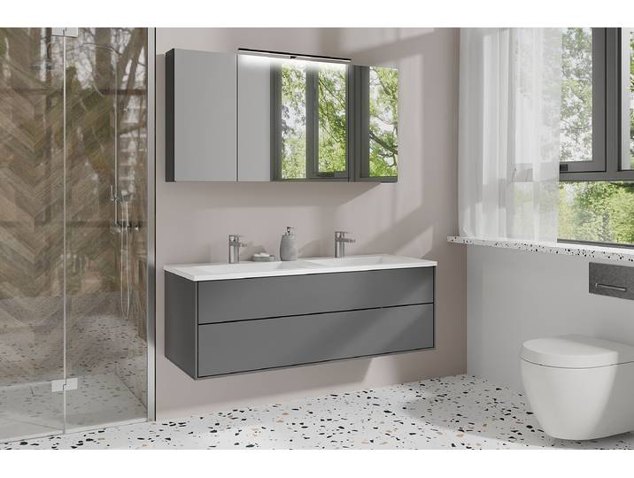 Armoire miroir éclairée Baldringe 120cm Gris/Anthracite