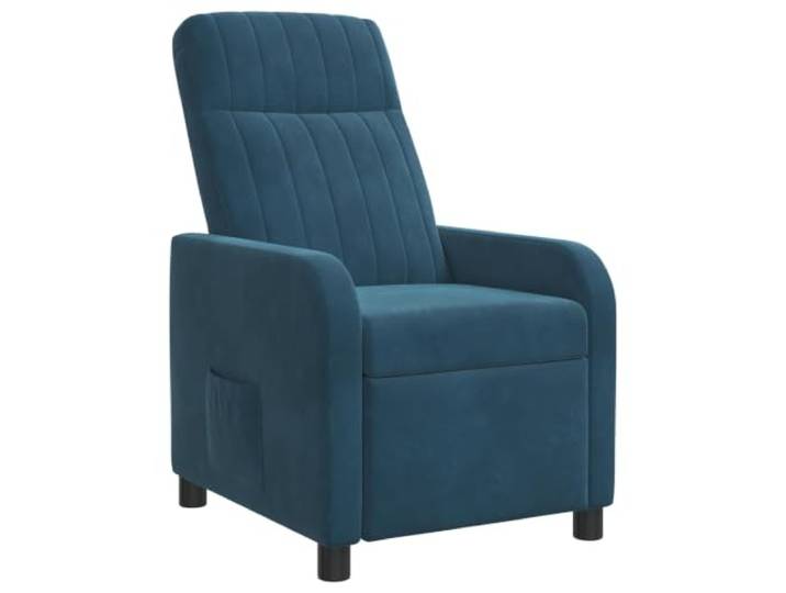 Relaxsessel Blau Samt mit Verstellbarem Liegewinkel Metall Holzwerkstoff 100% Polyester-Samt, robustes Metall- und Holzwerkstoffgestell, Höhenverstellbar 115°-160°, flache Armlehnen, einfache Pflege