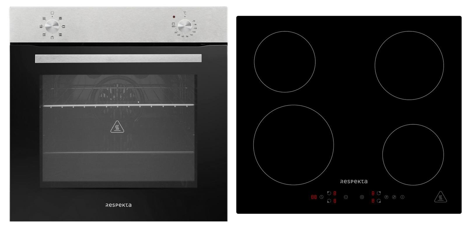 Backofen Herd Kochfeld Herdset Induktion 59 cm Einbau Timer Respekta