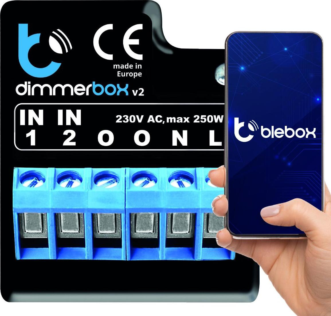 BleBox dimmerBox Draadloze Dimmer μWi-Fi Zwart 200 W IP20