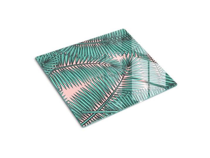 Tulup Glasplatte 60x52 cm Palmblätter, Grün, Glas, 60x0.4x52 cm, Küchen, Küchenelektrogeräte, Herde, Herdabdeckplatten