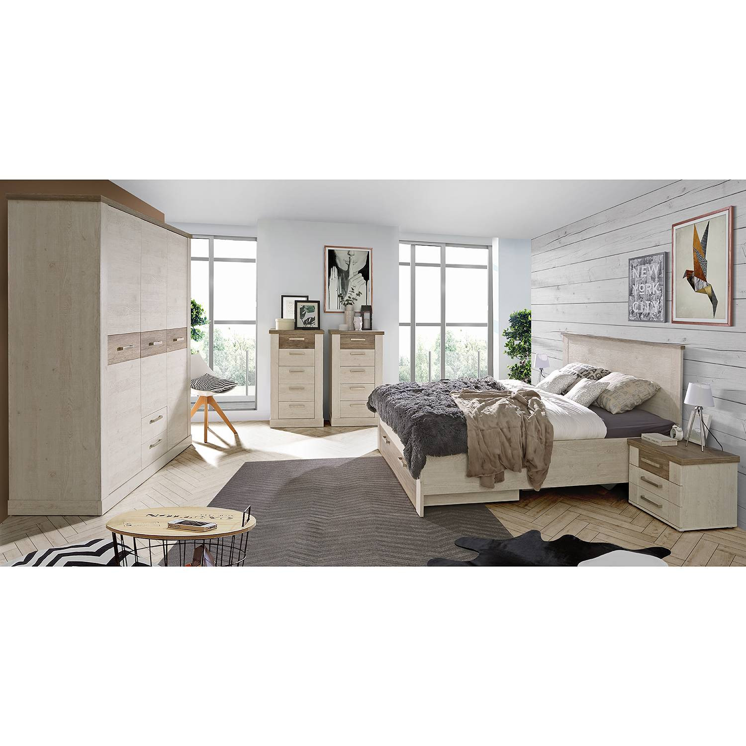 home24 Ludwig Draaideurkast wit/beige Hoogte: 171 cm