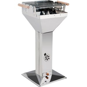 Böttcher-AG Holzkohlegrill 60301, Säulengrill, aus Edelstahl, Grillfläche 36,5 x 36,5 cm