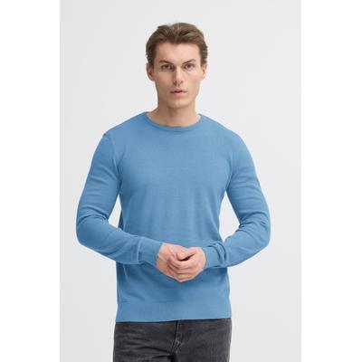 Strickpullover BLEND "BHBRAY CREW KNIT", Herren, Gr. S, blau (copen blau), Strick, Obermaterial: 100% Baumwolle, unifarben, regular fit, Rundhals, Rippbündchen, Pullover Strickpullover, mit Rundhalsausschnitt, aus Baumwolle, Regular Fit, Langarm,...