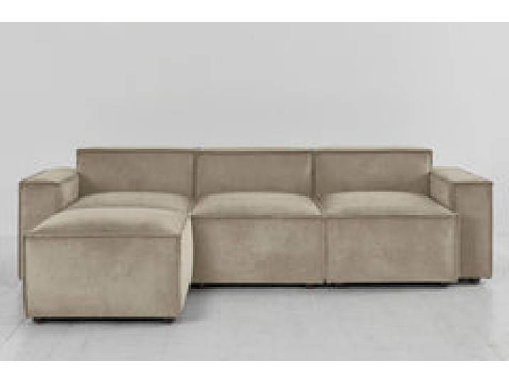 Dreisitzer-Sofa Model 03 mit Chaiselongue links, Flachs