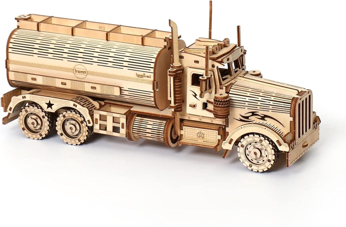 3D Houten Bouwpakket Tankwagen Mechanische Puzzel voor Volwassenen