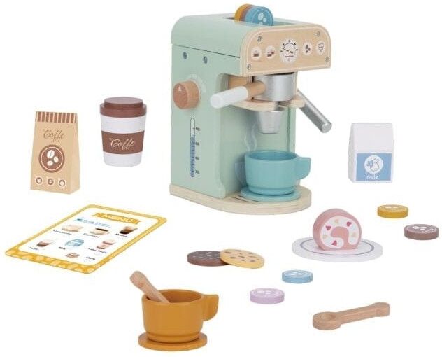 Tooky Toys Wooden Coffee Shop Playset - Furniture for Kids - Wooden Construction - Role-Play Toy