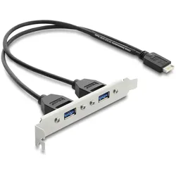 DELOCK USB Typ-E Key b ST < 2x USB-A 5Gbps BU mit Slotblech