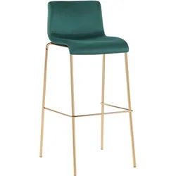 CLP Barhocker Hoover Samt 4-Fuß Gold   Farbe: grün
