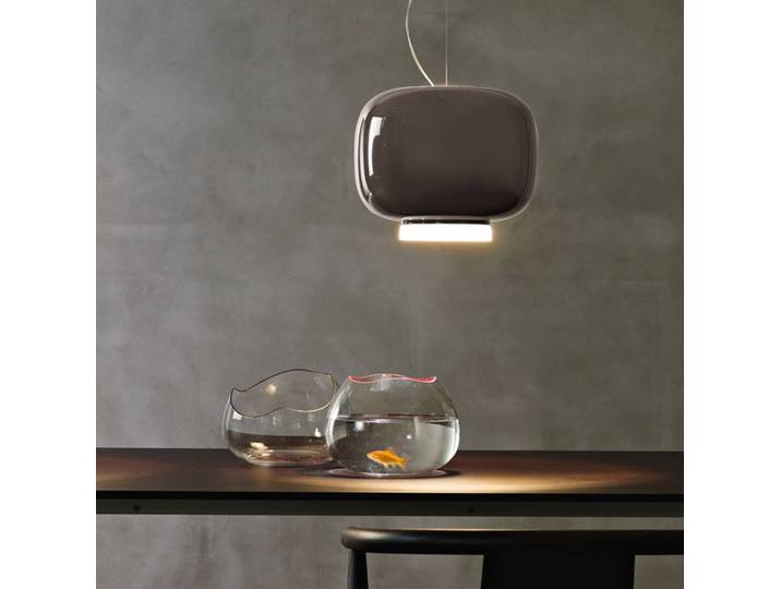 Foscarini Designer Hängeleuchte Chouchin 3, dimmbar, alu / grau / zink, für Küche, Glas, Design