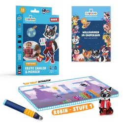 EDURINO Starterset Robin"Zahlen & Mengen ab 4"EXKLUSIV (inkl. Spiel- und Lernheft + dunkelblauer Stift)