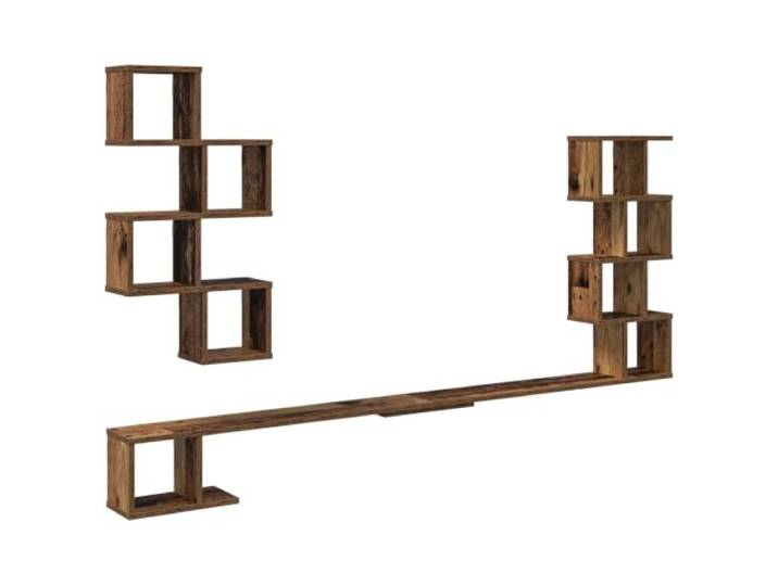 HFXHIJXQ Wandmontiertes TV-Regal AltholzHolzwerkstoff 200x15x94 cm Schwebende Medienkonsole fürs Wohnzimmer, 45 kg Belastbarkeit und offene Fächer für Receiver sowie Dekoration.