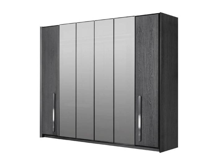 Xlmoebel Kleiderschrank Moderner grauer Holzschrank mit Glas und praktischen Schubladen (Kleiderschrank, 1-St., Kleiderschrank) Made in Europa