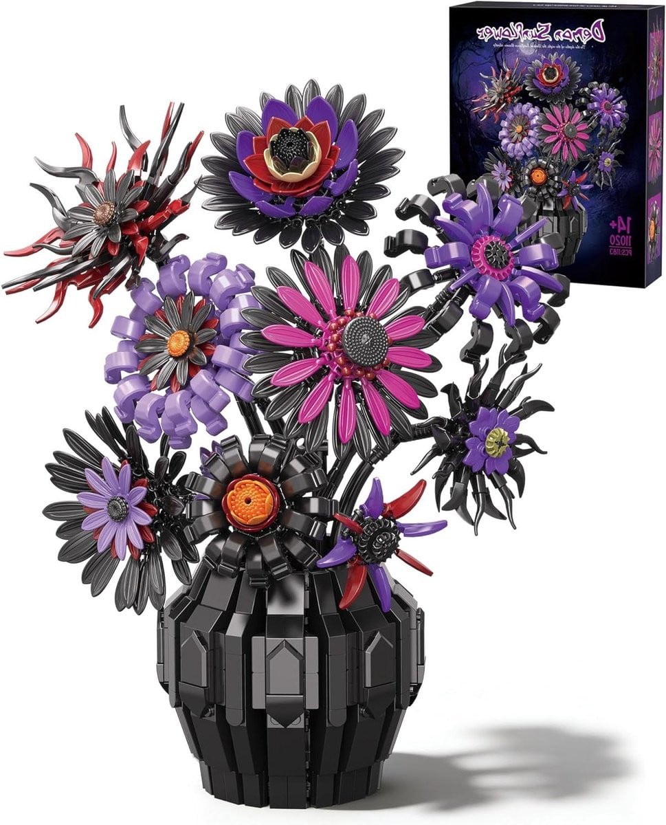 Zonnebloem Bouwset Lila - Decoratieve Bloemen Set met 1183 Stuks