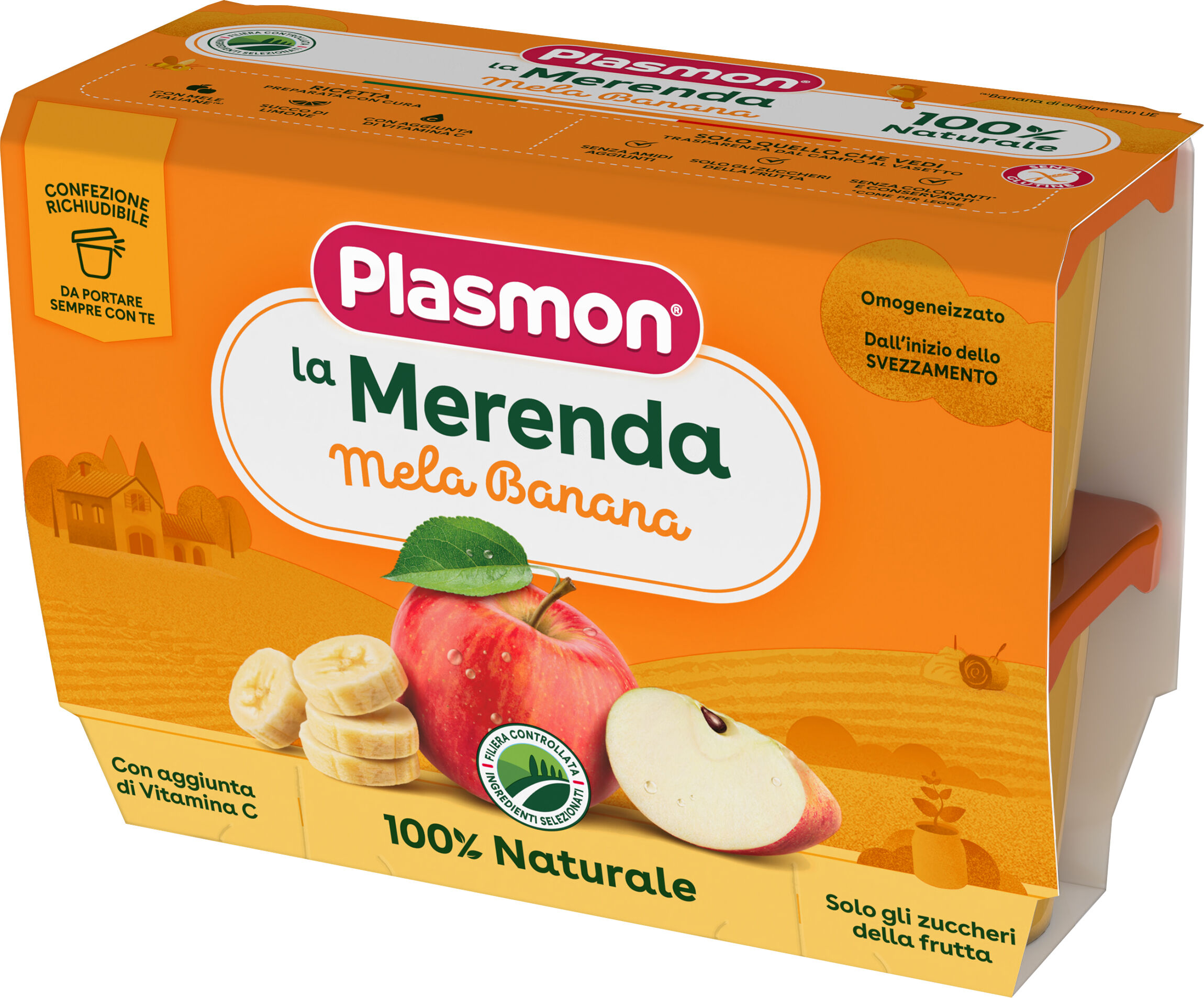 Plasmon Omogeneizzati Di Frutta Sapori Di Natura Alla Mela E Banana 4x100 g +4m