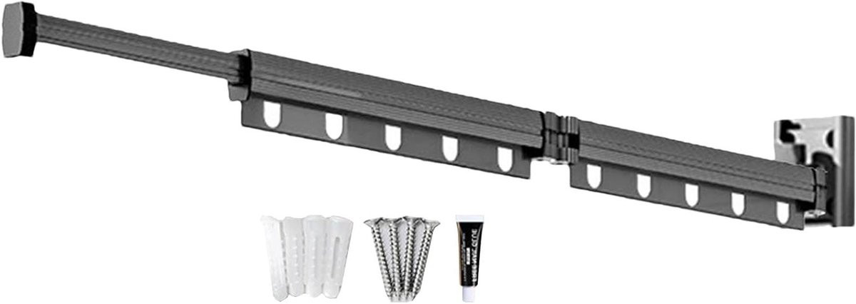 Grijs Wandgemonteerd Wasrek - Opvouwbaar en Uittrekbaar Kledingrek - B: 6.8 cm, D: 4.2 cm, H: 4.2 cm