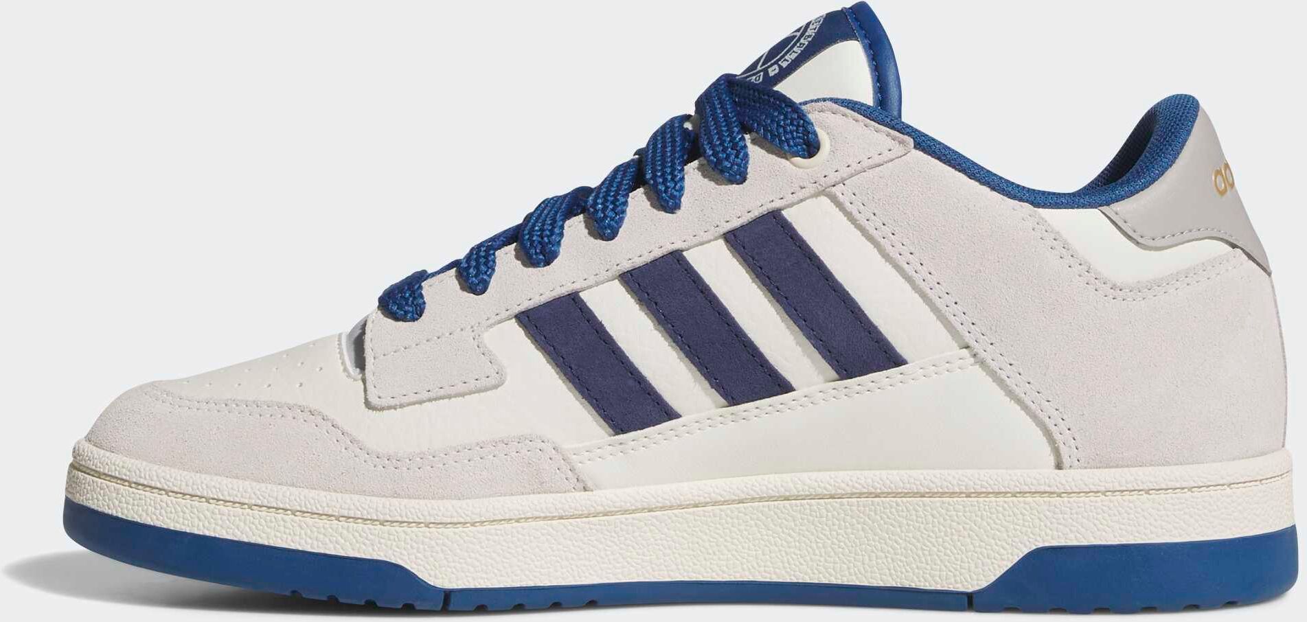 Sneaker ADIDAS SPORTSWEAR "RAPID COURT LOW", Gr. 44, blau (sanftes weiß, dunkelblau, dusky petrol), Leder, Synthetik, Schuhe Sneaker sanftes weiß, dunkelblau, dusky petrol 44