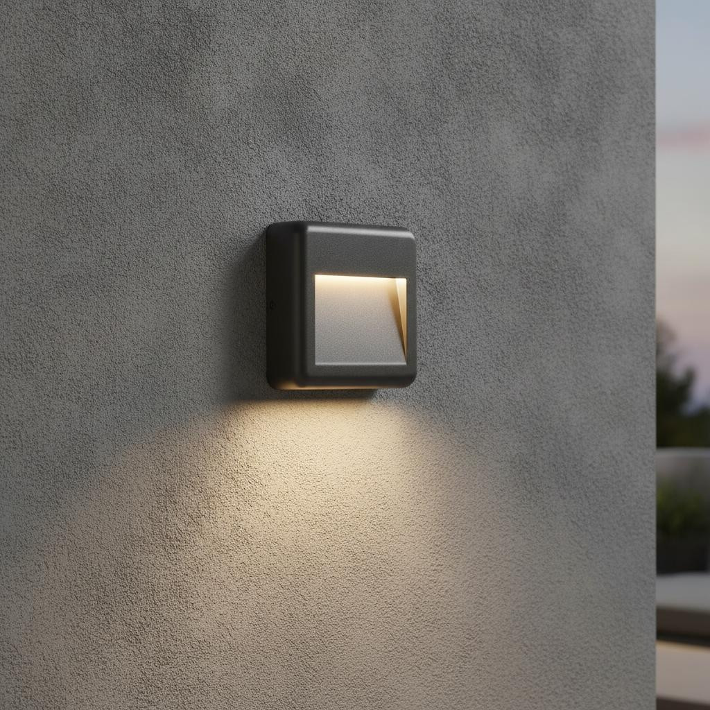 Lyora Vierkante wandlamp grijs