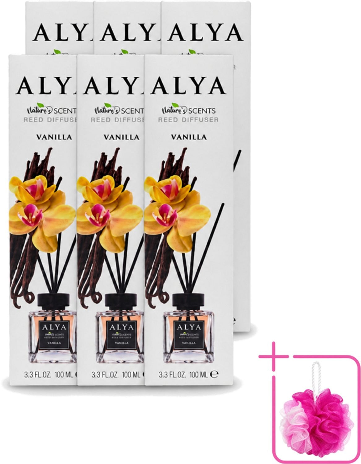 Alya Reed Diffuser Vanilla - Set van 6 interieurparfums met geurstokjes