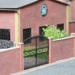 Busch H0 1125 Ziegelmauer mit Tor Lasercut-Bausatz 1:87