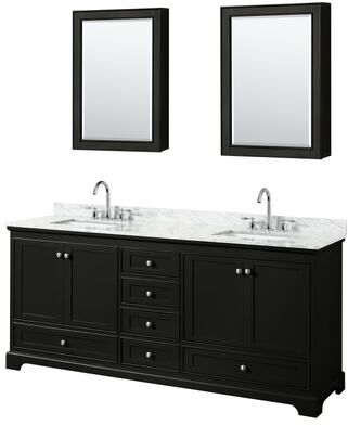 Wyndham Collection Deborah 80-inch Dark Espresso Double Vanity, Square Sinks, Med Cabs