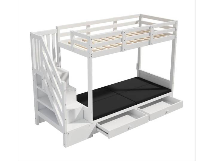 Lit mezzanine multifonction blanc 90 x 200 cm