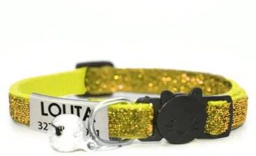 Uplift Treasures Customized Glitter Cat Collar With Bell yellow