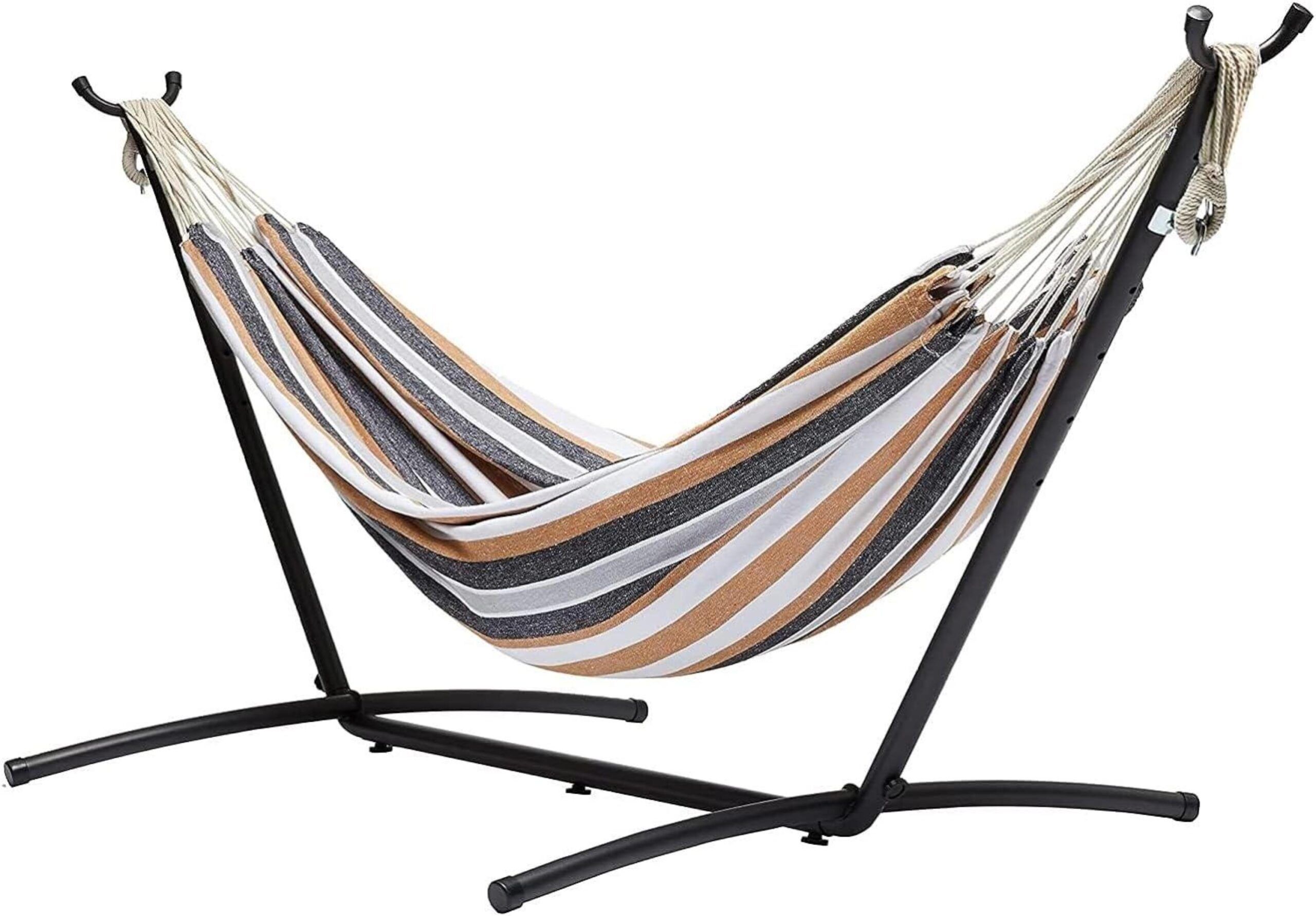 DadoHome Amaca da Giardino 2 Persone, Autoportante con Struttura in Acciaio, Cotone Multicolore, Capacità 150kg