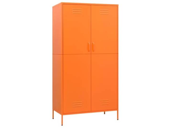 smnyxs Schrank, Orange, 90 x 50 x 180 cm, aus Stahl 4 verstellbare Einlegeböden, Kleiderschrank, geräumiges Fach, leicht zu reinigender Stahl, Aufbewahrung von Kleidung