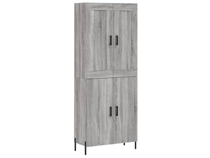 GFMGUEMV Highboard Grau Sonoma 69,5x34x180 cm Holzwerkstoff mit Türen Stehschrank, Wohnzimmermöbel, Stauraumschrank, Holzwerkstoff, Eisenbeine, Grau-Sonoma-Design