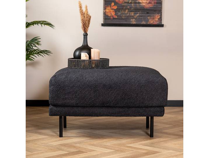 Bronx71 Bouclé Hocker Denver rechteckig schwarz