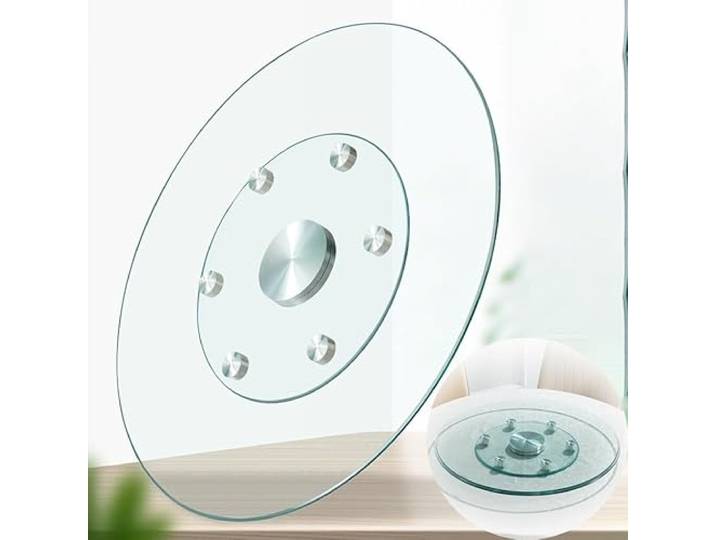 GAONUDAN Lazy Susan aus gehärtetem Glas, 24–40 Zoll, robuster Drehteller, runder Esstisch, drehbar, große Tischplatte, Servierplatte mit Zusatzrädern, drehbares Tischtablett (60 cm)