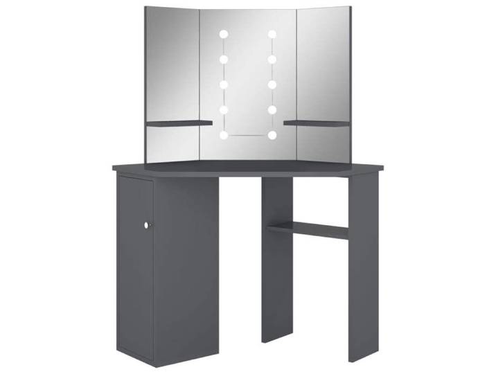 ABBO-SALE* Coiffeuse Gris - Coiffeuse d'angle avec LED 1 PC - CLOUD - Armoire maquillage - Gris 111x54x141 5cm - c348320