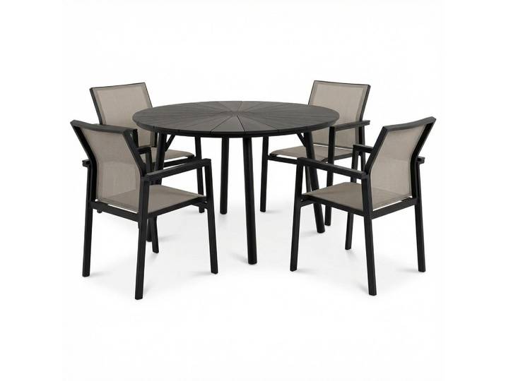 GARTENMÖBEL SET AGAPE/WINDY 5er Set grau, schwarz