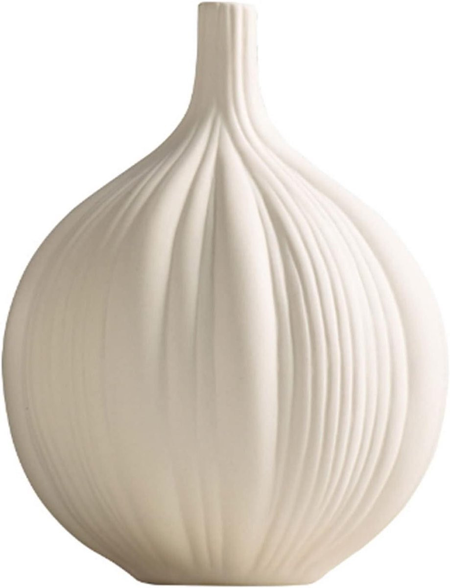 Handgeschilderde witte keramische vaas voor woondecoratie, 2300 gram