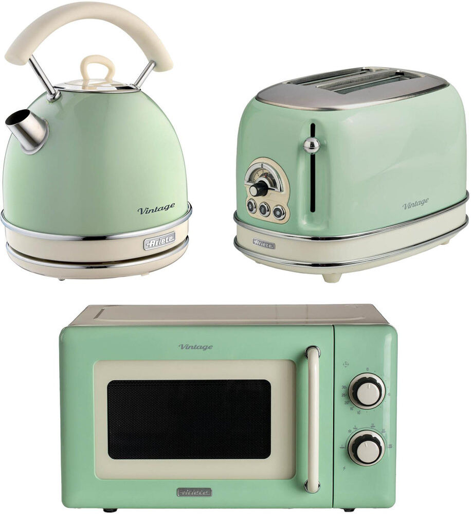 Ariete Vintage Dome Kettle 2 Slice Toaster And Microwave Blue Green
