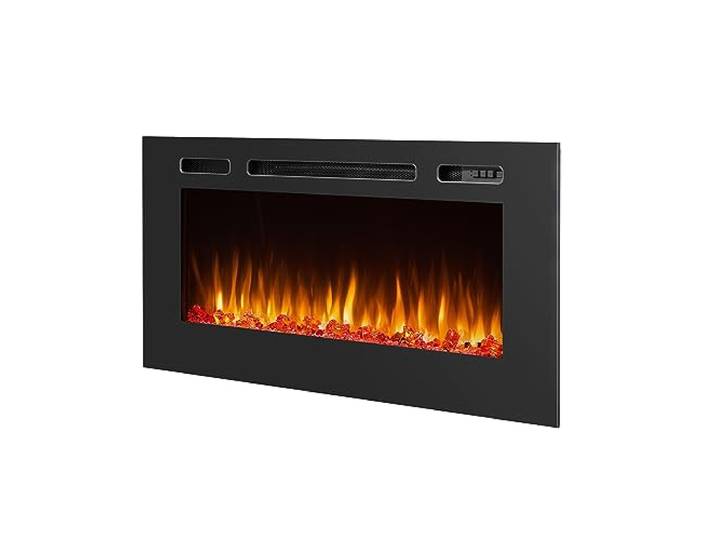 BALDERIA Elektrokamin Fiamma 40 Zoll, Einbaukamin mit Heizung, Schwarz