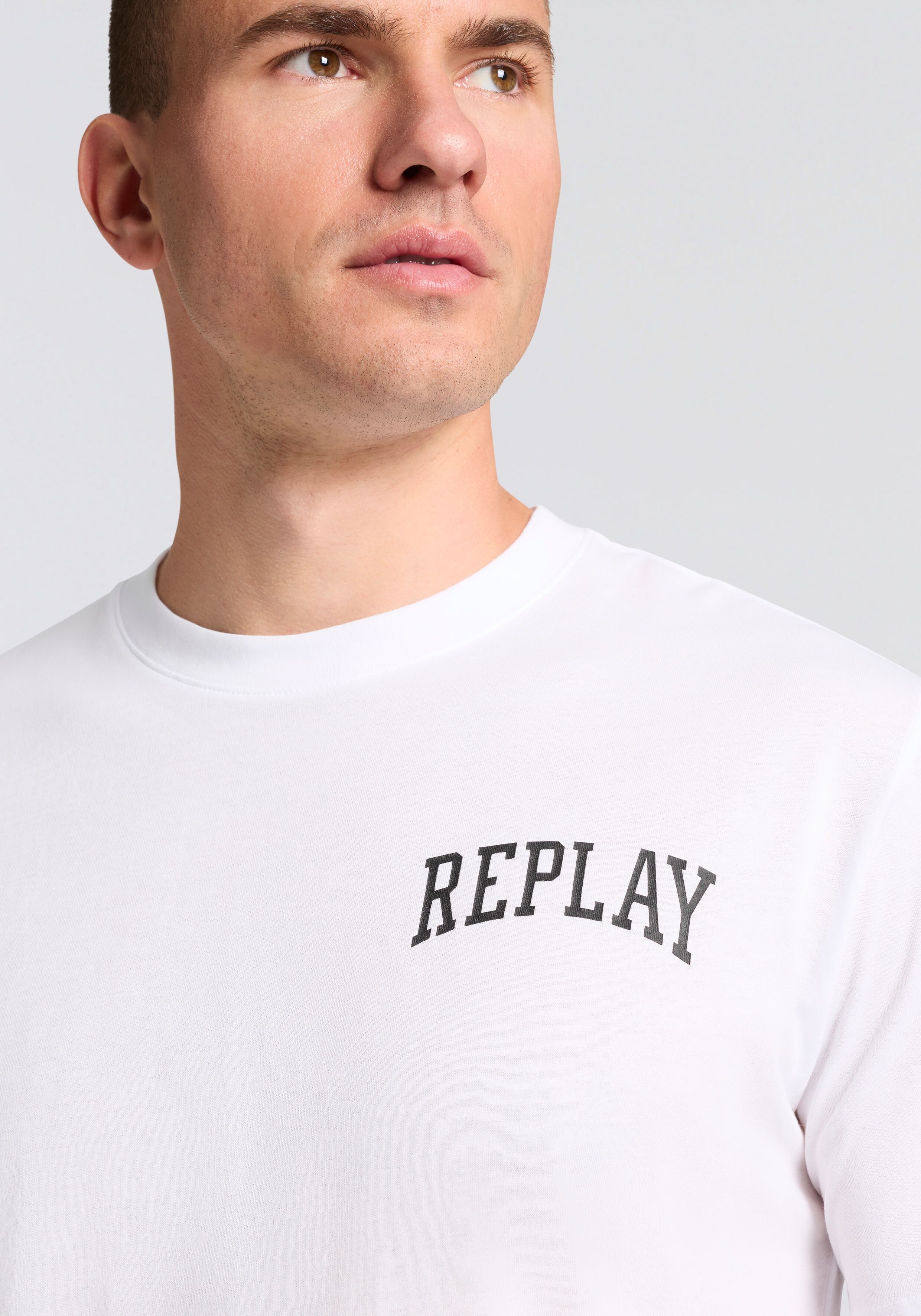 T-Shirt REPLAY, Herren, Gr. XL, weiss (weiß), Jersey, Obermaterial: 100% Baumwolle, Basic, oversize, Rundhals, Shirts T-Shirt weiß XL