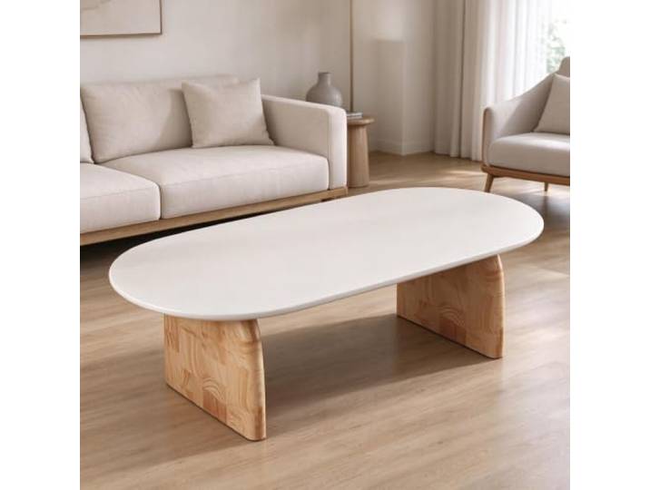 YHTCSXMD Wohnzimmertisch, Moderner Couchtisch Holz, 1 oder 2 Ebenen Massivholz, abgerundete Kanten, 1 oder 2 Ebenen mit unterer Ablage für Tee, Bücher und Deko im Wohnzimmer