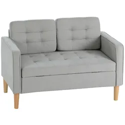 STILVORA 2-Sitzer-Sofa Samt Hellgrau mit Stauraum, Massivholz, 117x62x78 cm