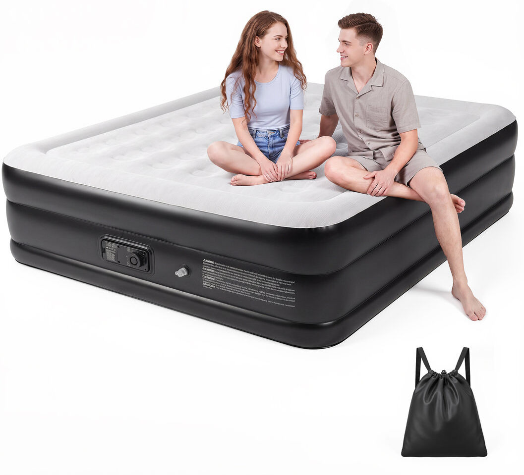 Rebrilliant Air Bed with Built-in Electric Pump For Guest, Camping & Home Use - 203x152x47cm Black