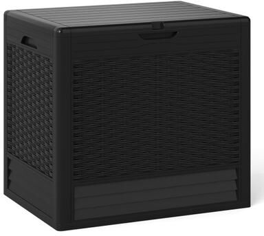 Costway 25 Gallon Outdoor Storage Box with Rattan Patterns-Black