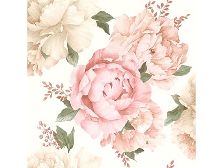 Rasch Tapete 278705 - Helle Tapete mit Blumen in Rosa und zartem Beige - 10,05m x 0,53m (LxB)