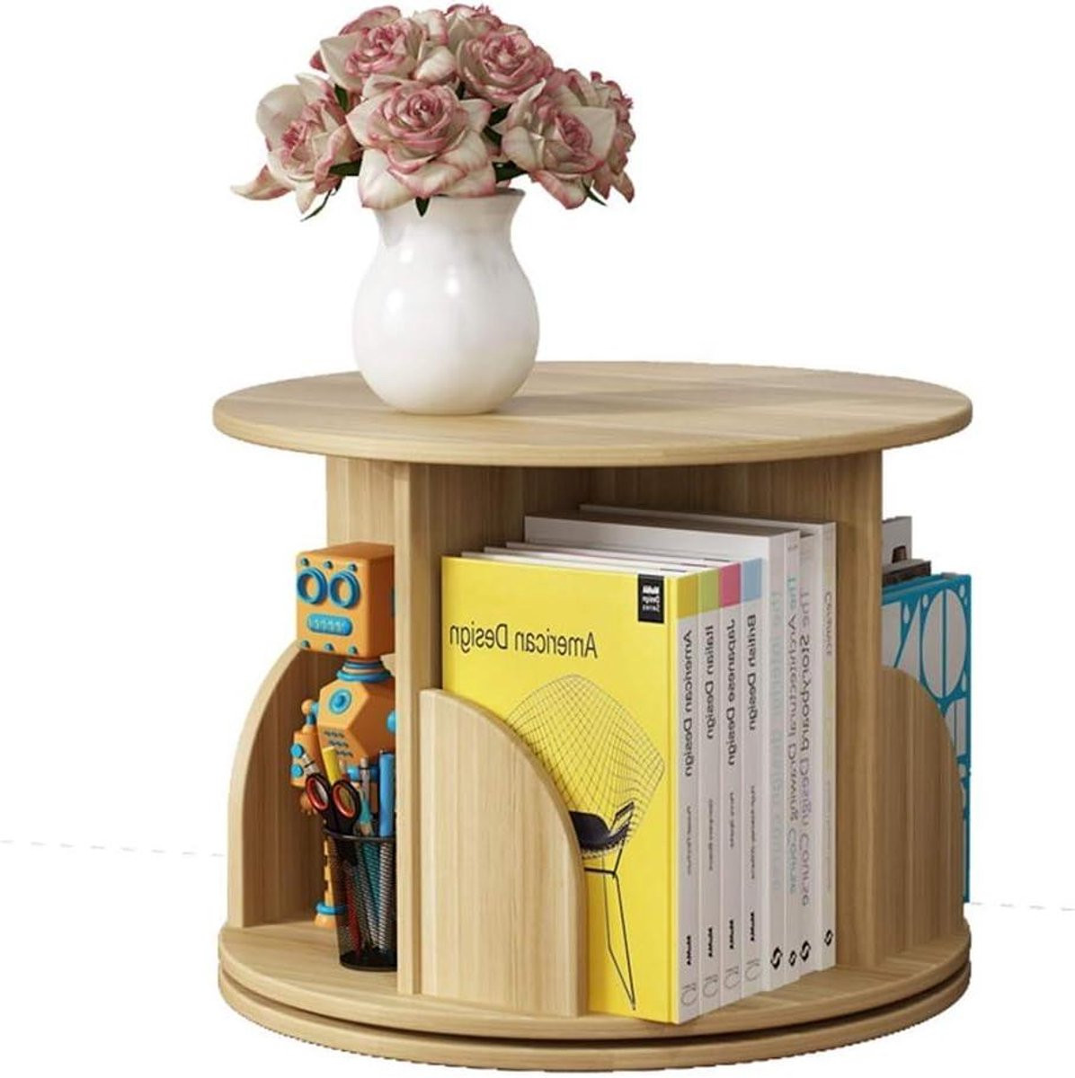 Wit Roterend Boekenplank Bureau Organizer Vrijstaand Opbergrek
