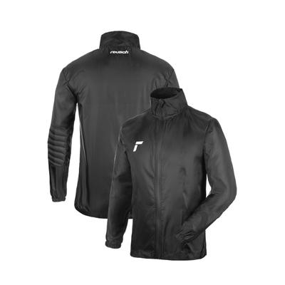 Trainingsjacke REUSCH "Goalkeeping Raincoat Padded", Herren, Gr. XXS, schwarz-weiß (schwarz, weiß), 100% Polyester, mehrfarbig, normal, hoch geschlossener Ausschnitt, Jacken Trainingsjacke, mit gepolsterten Partien