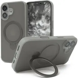 EAZY CASE Case MagSafe Rotation Ring für iPhone 16 (Apple iPhone 16), Smartphone Hülle, Grau