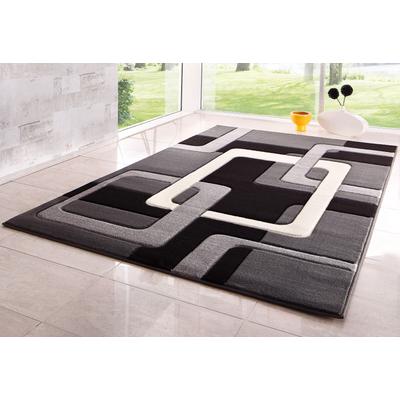 Teppich OTTO HOME "Maxim" Gr. 5, schwarz, B:200cm H:13mm L:200cm, Kunstfaser, Teppiche, Teppich, Hoch-Tief-Effekt, Kurzflor, 3D-Design, Kundenliebling
